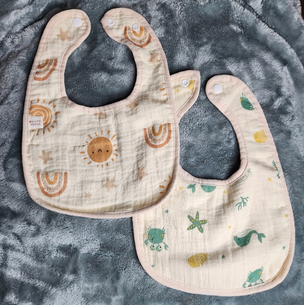 Sun and Sea Themed Baby Bib Set